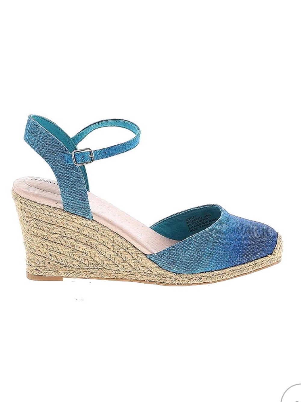 Adam Tucker Teal to Navy Ombre Espadrille Wedge Sandals